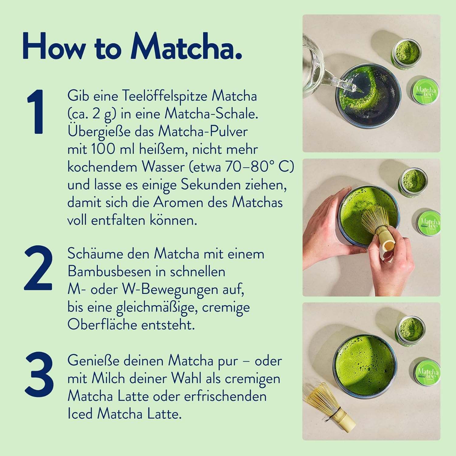 Detalle de Meßmer BIO Matcha (Ceremonial Qualität aus Japan) – fein vermahlenes Grünteepulver, 30 g Dose