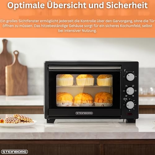 Thumbnail 6 de STEInBORG Mini Backofen 25 Liter – 3in1 Ofen mit Ober-/Unterhitze, Konvektion und Timer