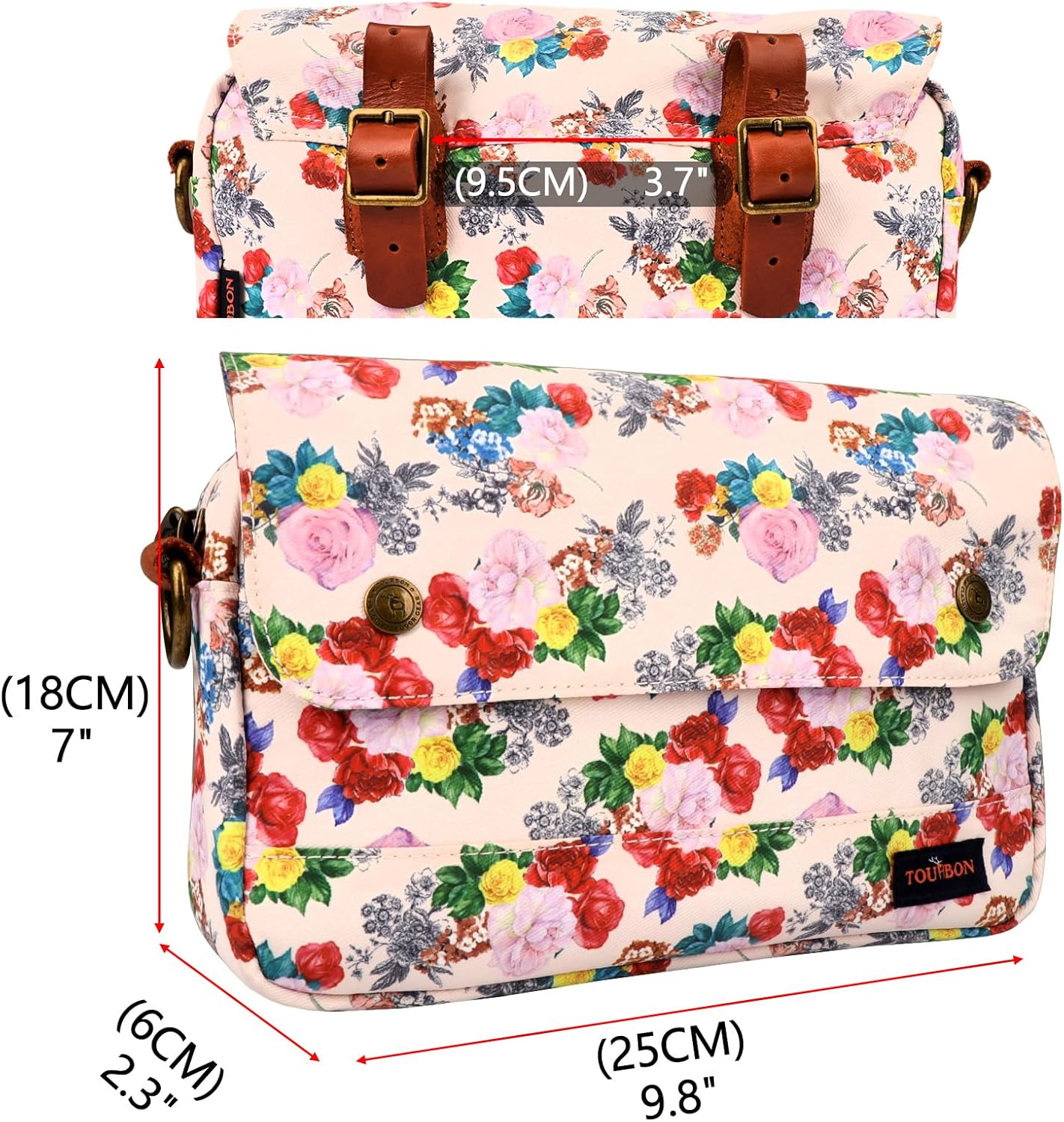 Thumbnail 1 de TOURBN TOURBON wasserdichte Segeltuch-Fahrradtaschen Lenkertasche mit Blumenmuster