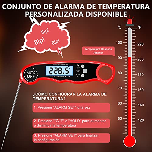 Thumbnail 5 de CIRYCASE termómetro digital de cocina para horno y barbacoa con sonda de 102 cm y pantalla LCD
