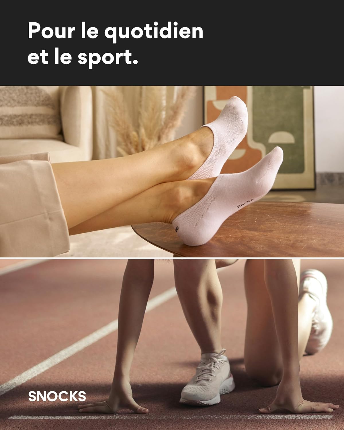 Thumbnail 5 de Snocks Socquettes Femme et Homme - Lot de 6, coton bio certifié, antidérapantes et respirantes (Taille 35-50)