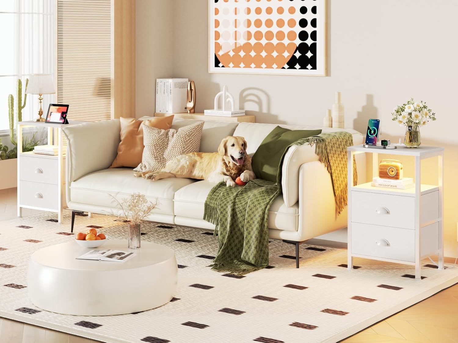 Detalle 2 de Furologee Nightstand Set, 22.25 Inches Tall