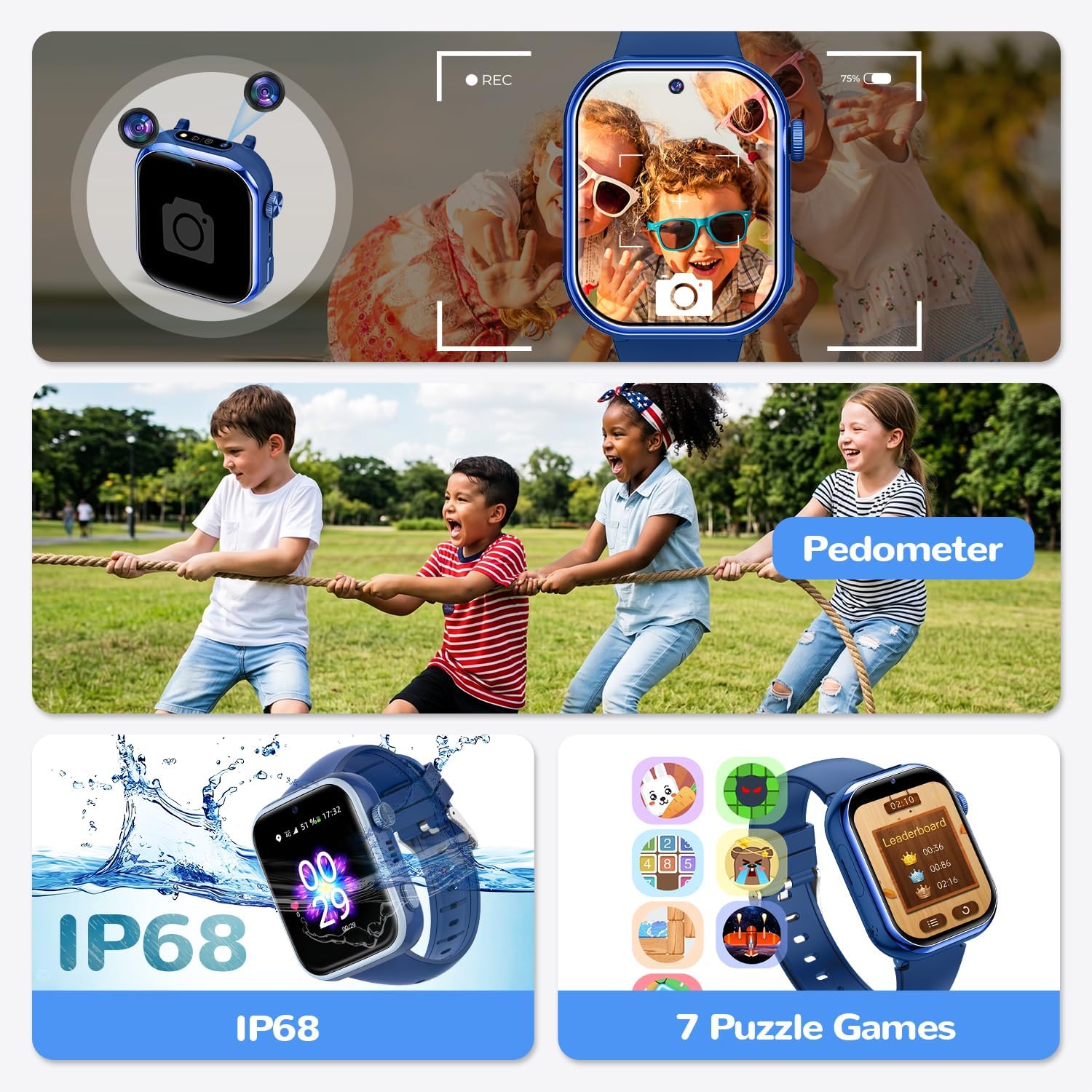 Thumbnail 6 de Smartwatch Kinder mit GPS und Telefon – AIMIUVEI Kinderuhr in Blau