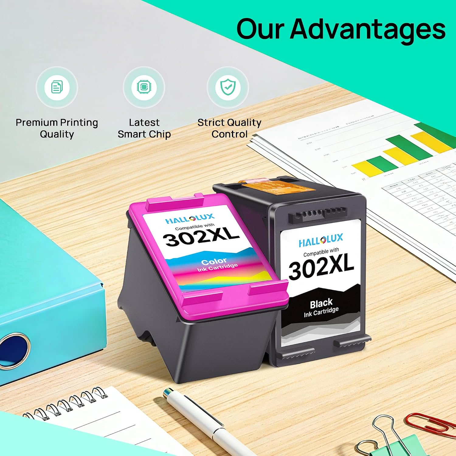 Detalle 2 de 302XL Ink Cartridges Black and Colour Replacement for HP (Combo Pack) – for HP DeskJet and OfficeJet series