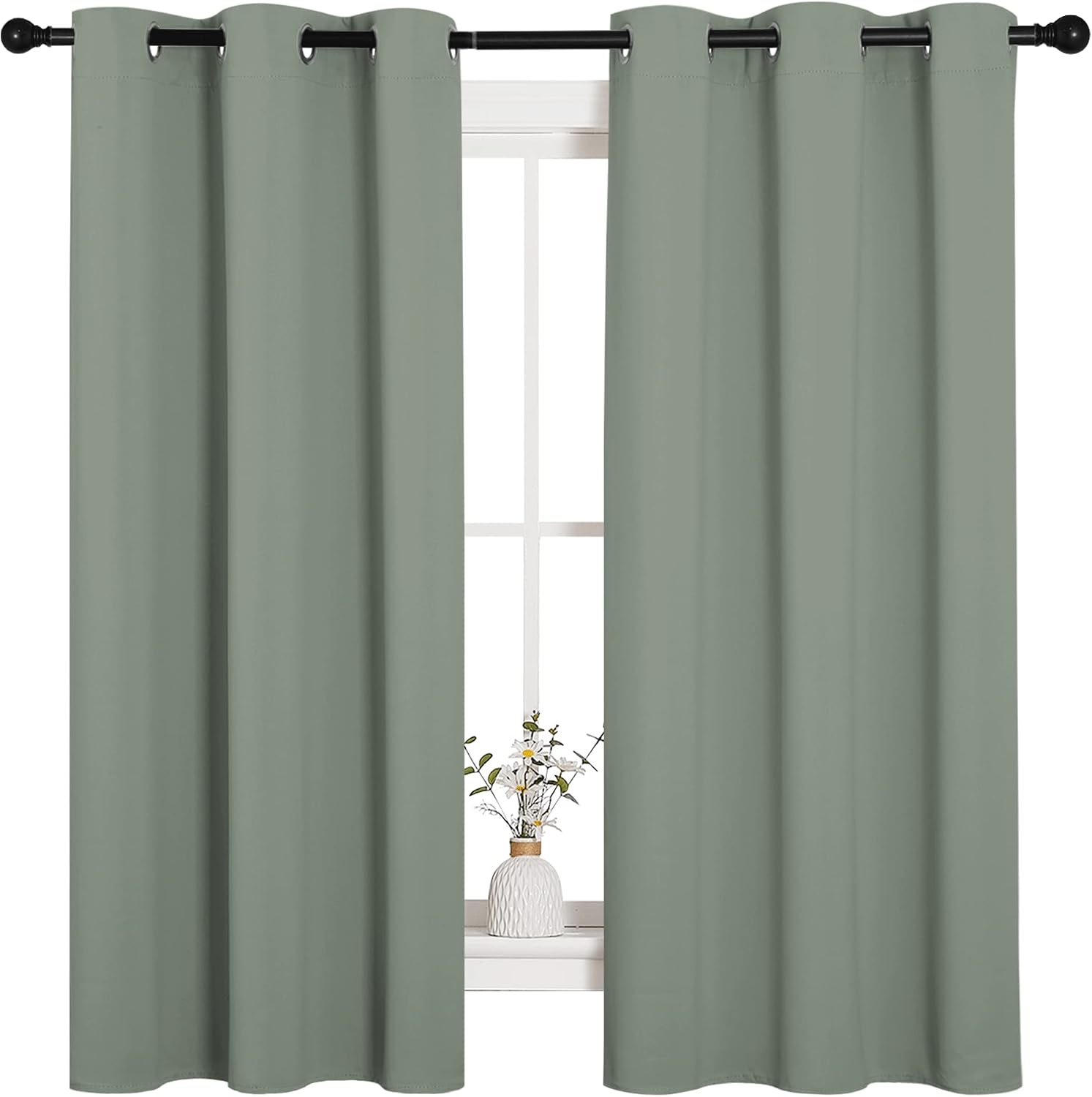 Detalle de NICETOWN Essential Blackout Curtains 42x63 Gray Green