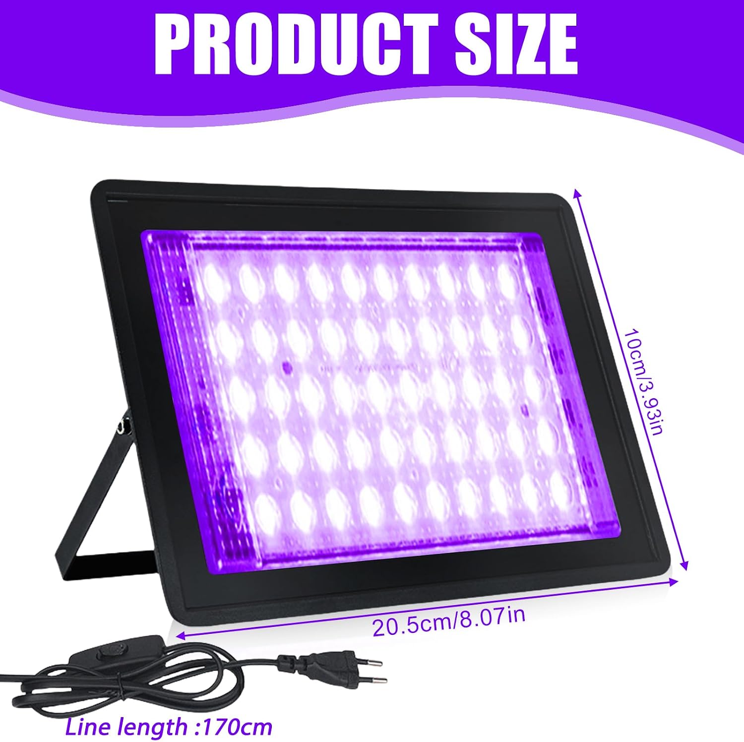 Thumbnail 1 de BAIFULAI LED Schwarzlicht Strahler, set van 2, 50 W, IP66 en UVA 395–400 nm