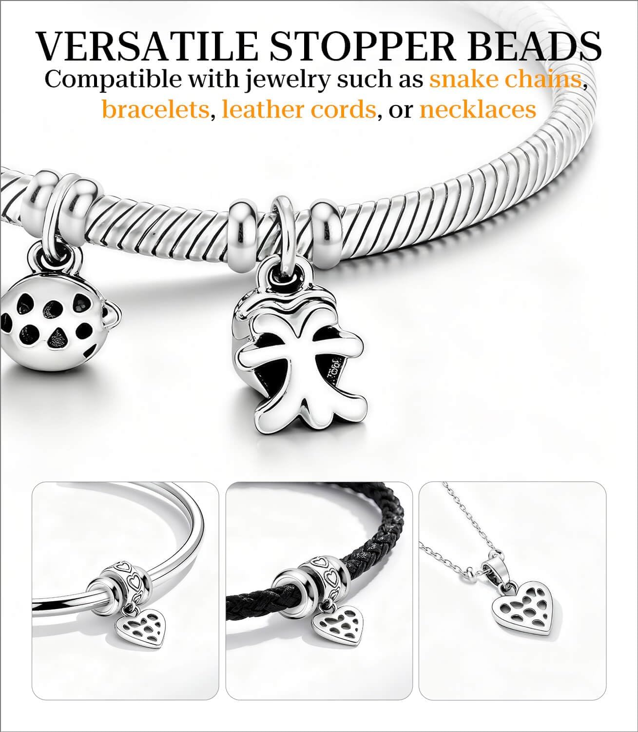 Thumbnail 5 de GW Charms Stopper 925 Sterling Silber – Stopper mit Silikonkern für Armbänder