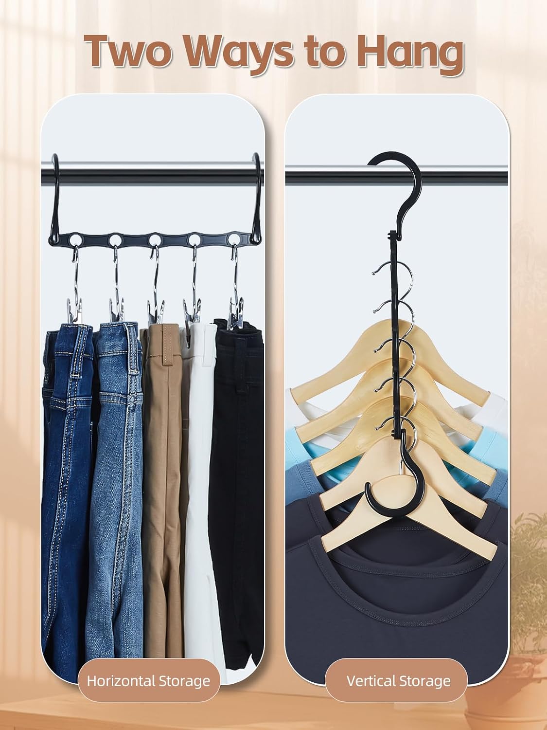 Detalle 2 de HOUSE DAY Black Magic Space Saving Hangers 10-pack — cascading closet organizers
