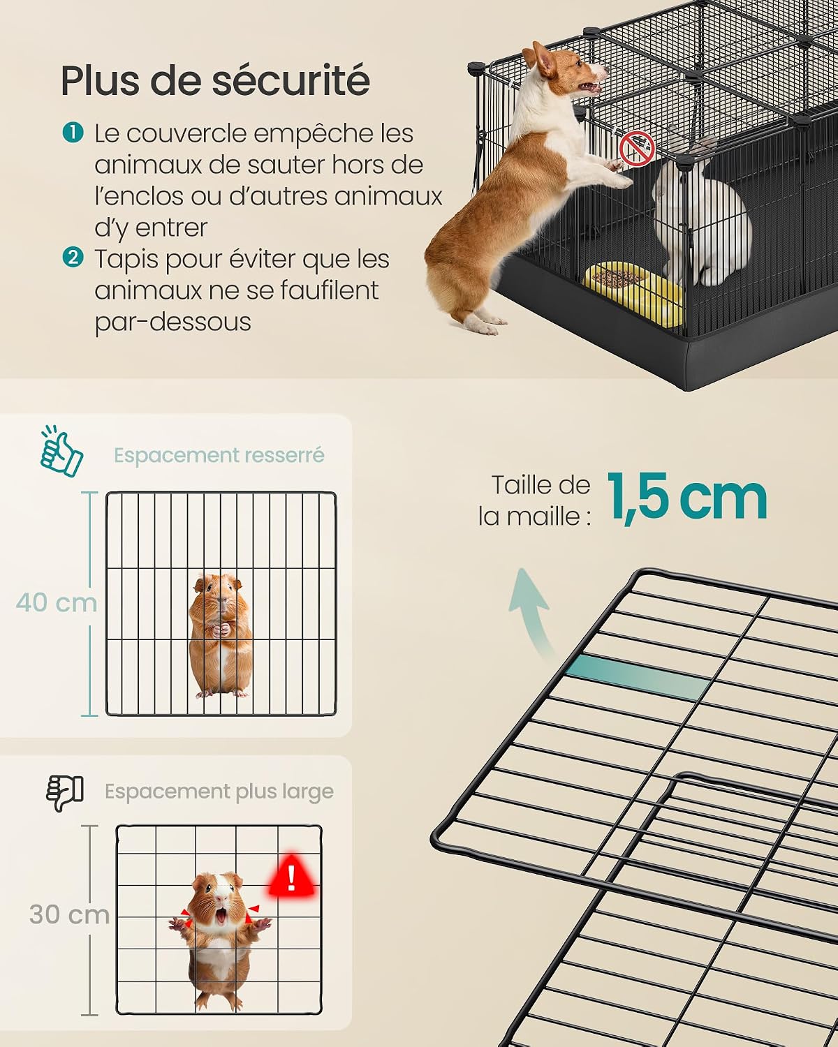Thumbnail 3 de Parc pour petits animaux SONGMICS 20 panneaux