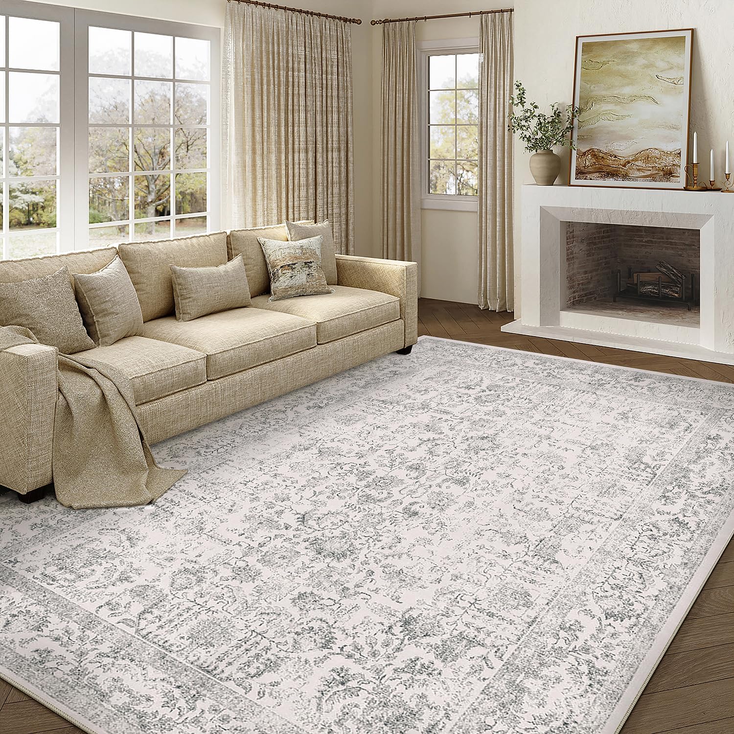 Thumbnail 3 de HUGEAR Vintage Grey Rug (300x400cm) – washable, non-slip, low pile area rug