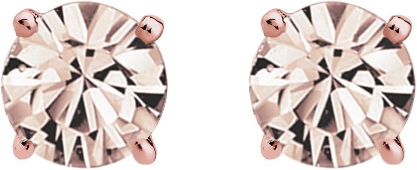 Detalle de Elli Ohrringe Damen Ohrstecker Basic mit Kristallen aus 925 Sterling Silber, rosévergoldet