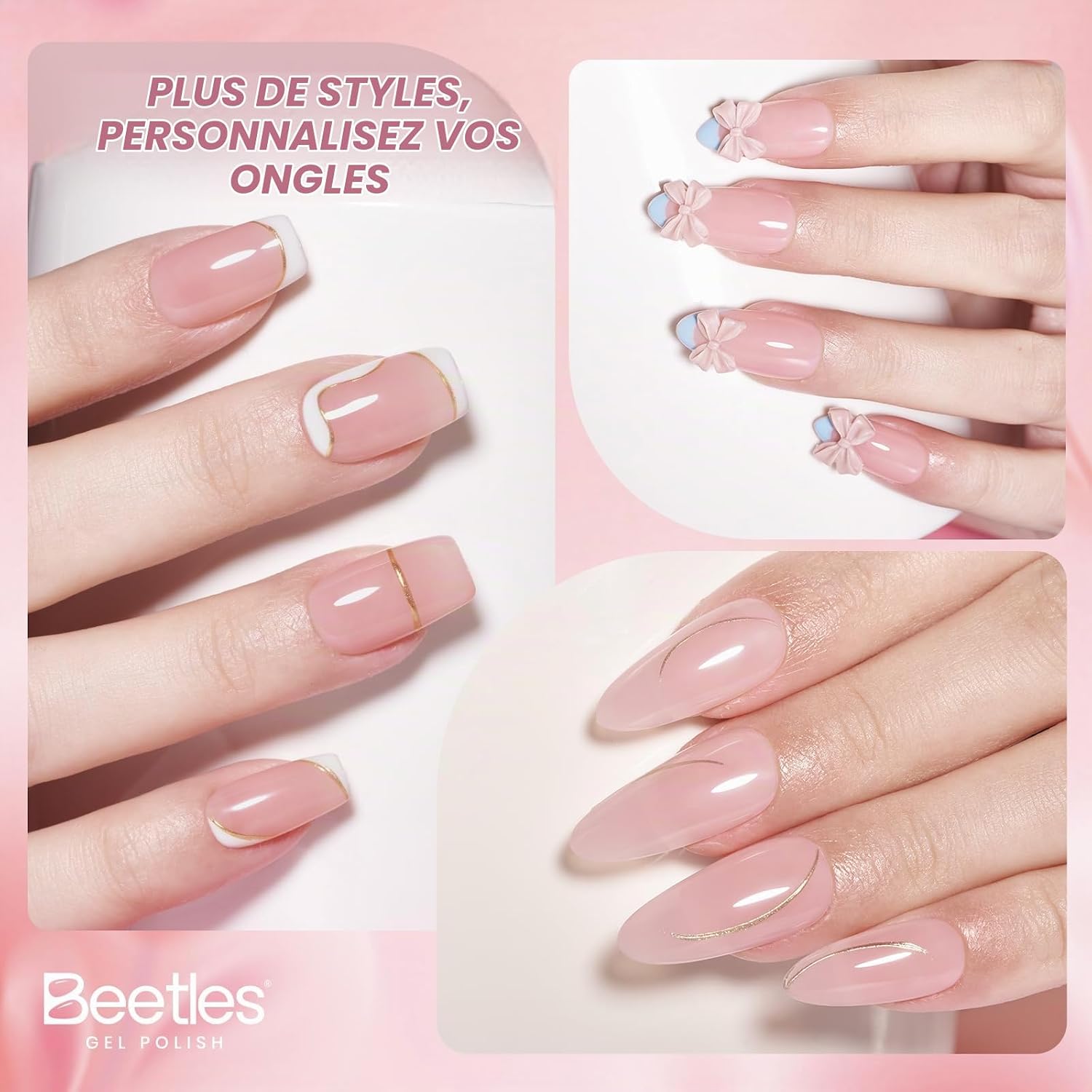 Detalle 1 de Beetles Nude Pink Jelly gelnagellak 15 ml – transparant roze met glanzende uv-gelfinish