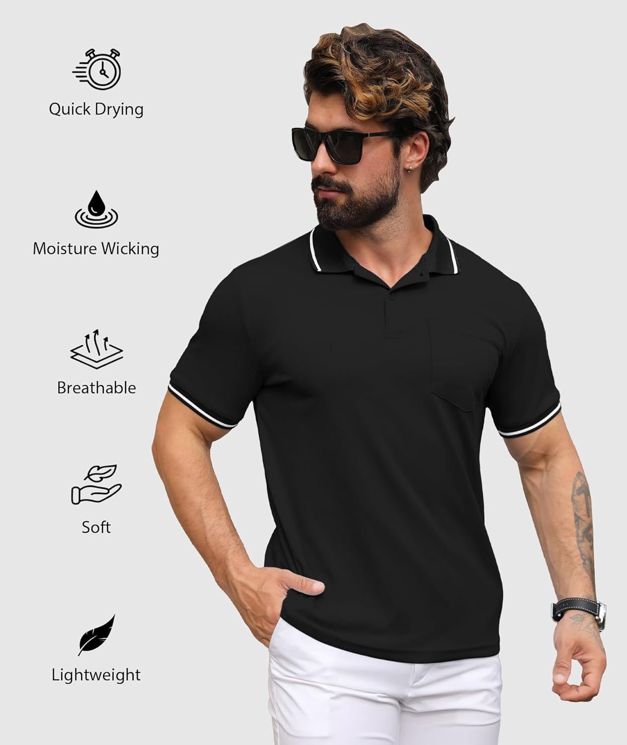 Thumbnail 1 de SwissWell 3 Pack Men’s Polo Shirts: Short Sleeve Breathable Outdoor Tees
