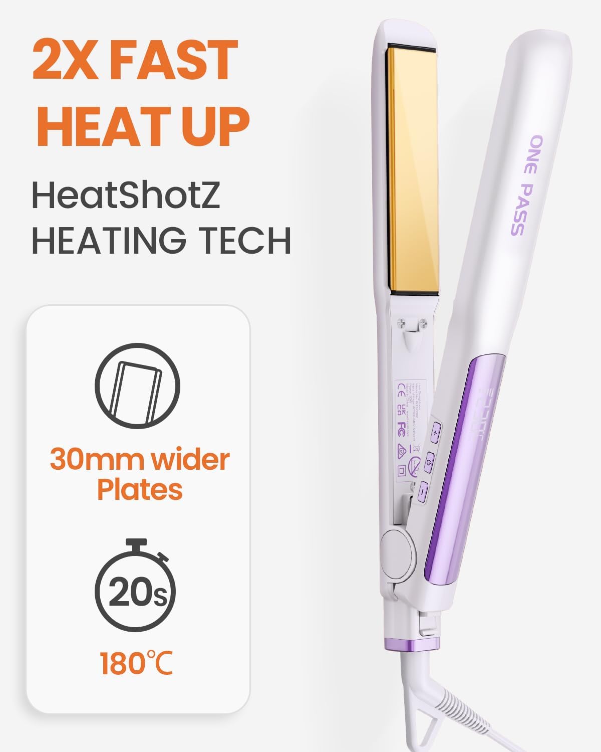 Thumbnail 2 de Faszin 2 in 1 Hair Straighteners: Fast Heating Titanium Flat Iron with 3D Floating Plates