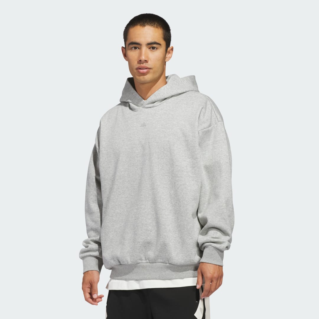 Detalle de Sudadera con capucha adidas Basketball Fleece (Género neutro) – Gris