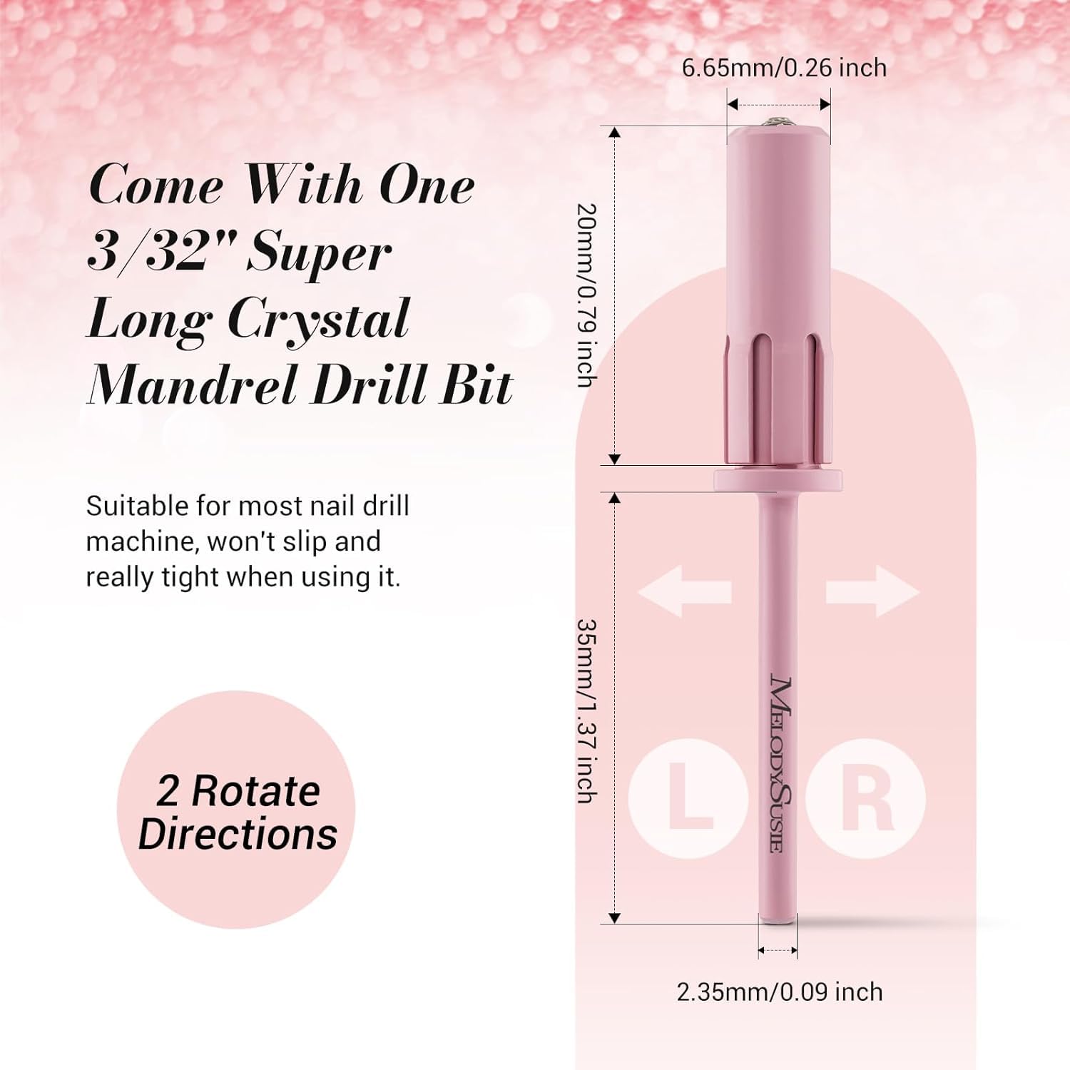 Thumbnail 1 de MelodySusie 50 extra-lange Schleifhülsen für Nagelfräser (Kristall-Mandrel, 6,65 mm) – Körnung 180 für Gel & Acryl