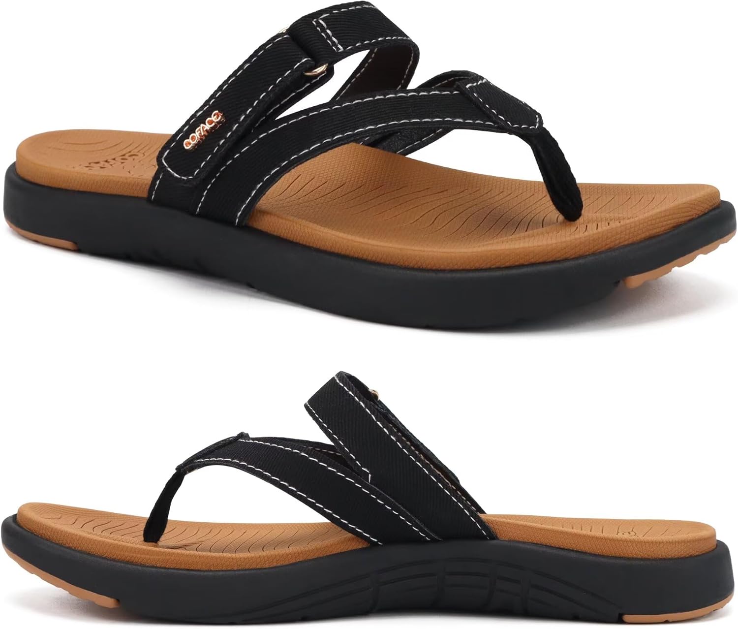 Detalle de COFACE Women’s Fashion Orthotic Flip Flops with Arch Support for Plantar Fasciitis