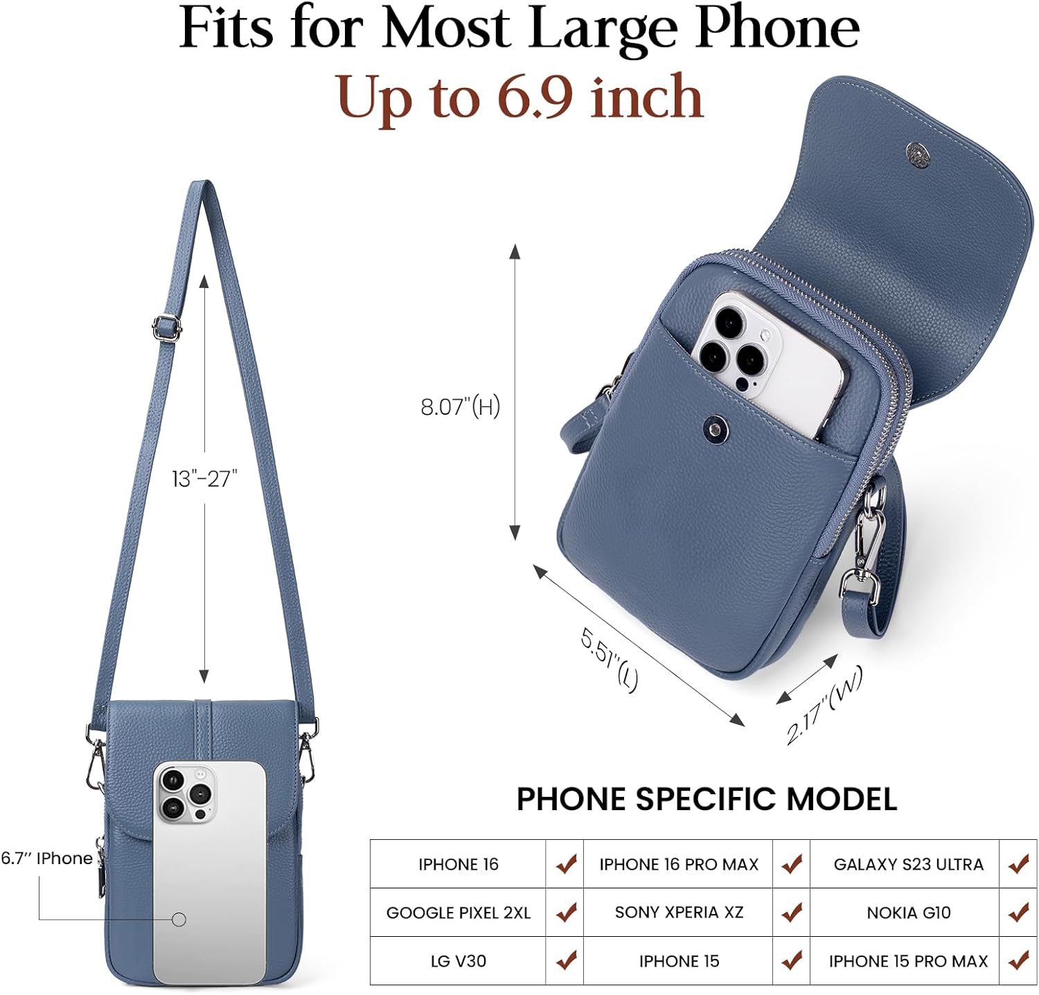 Thumbnail 3 de befen Genuine Leather Crossbody Bag for Women with RFID Protection