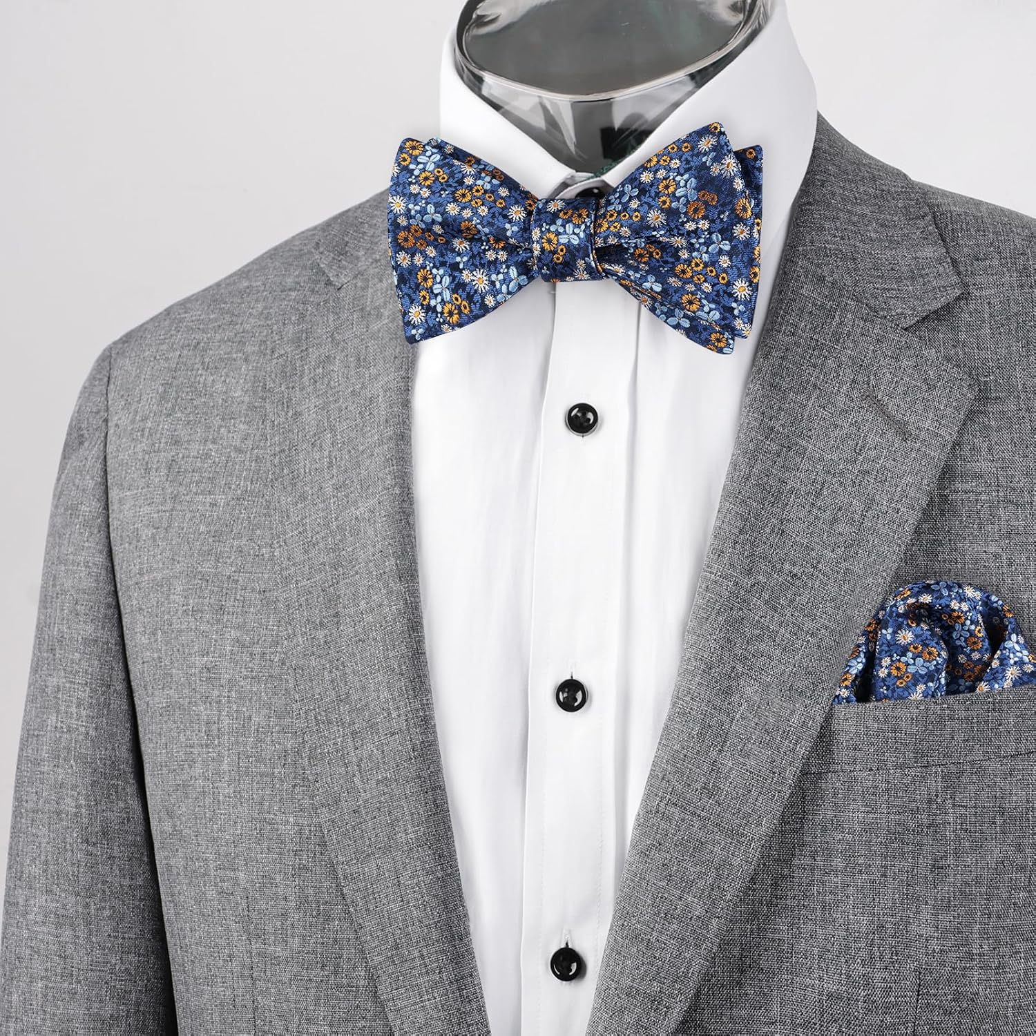 Thumbnail 3 de Alizeal Floral Patterned Self-Tied Bow Tie & Pocket Square Set