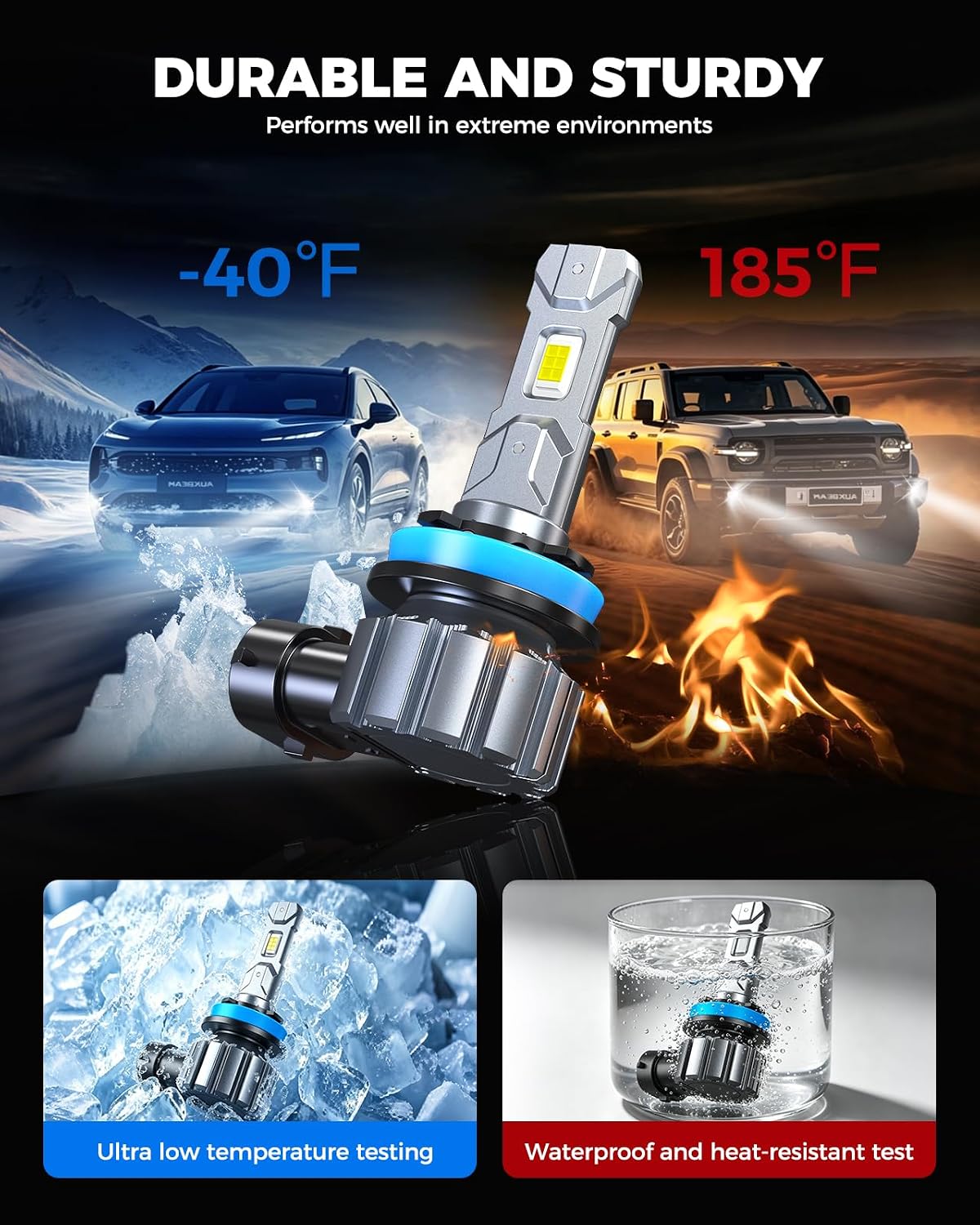 Thumbnail 3 de Marsauto H11/H8/H9 Bulbs: 30000LM, 1:1 MINI Design, 3-Min Plug & Play, IP68, Pack of 2