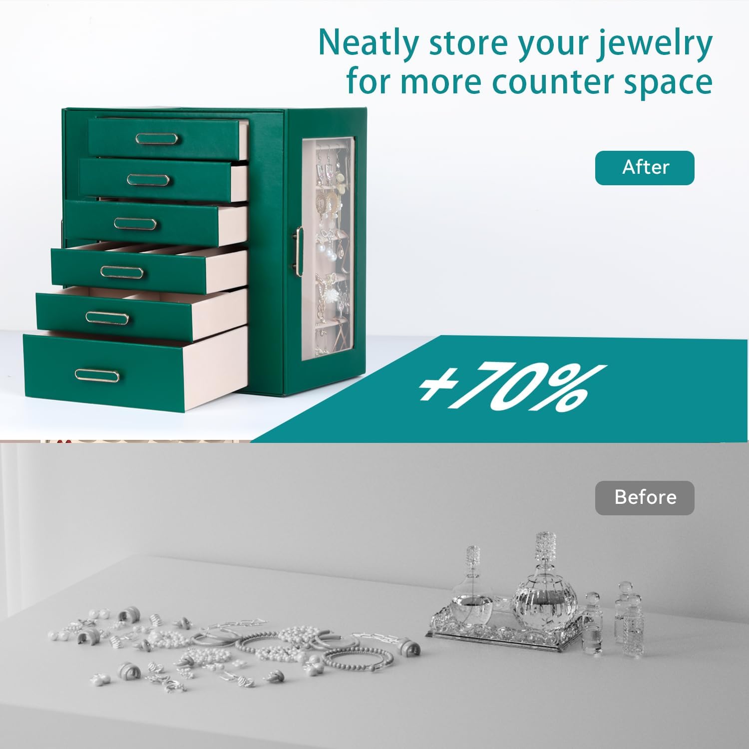 Thumbnail 4 de ASINGYER 6-Layer Jewelry Organizer with Glass Doors ๐