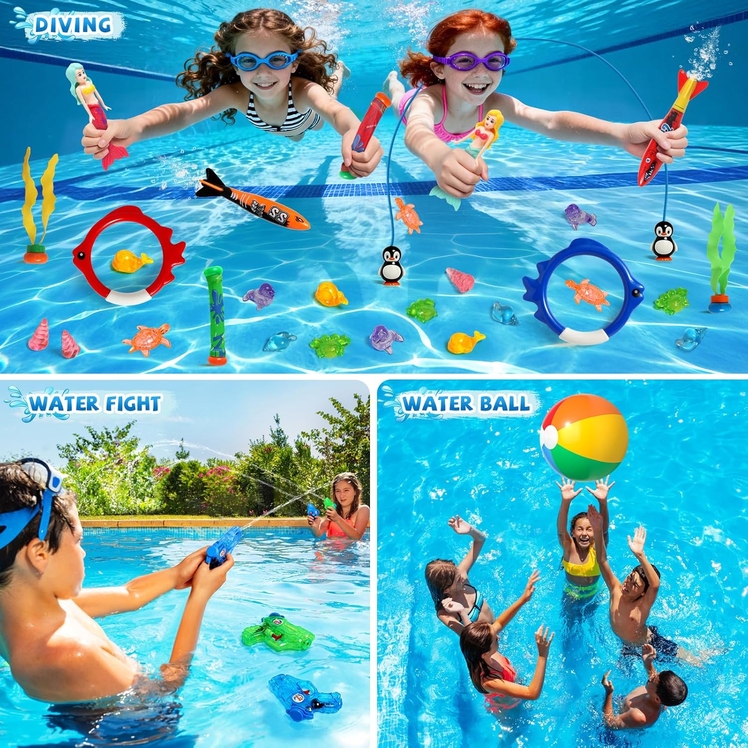 Detalle de Diving Pool Toys for Kids — 32-Piece Water Toy Set for Summer Fun