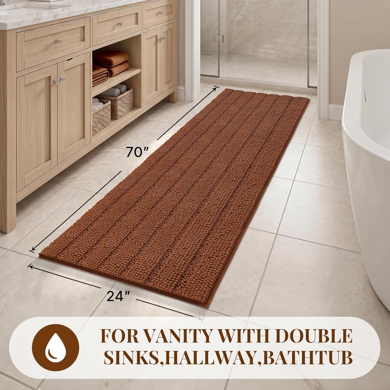 Detalle 2 de Bcoimo Chenille Bath Runner, 70x24