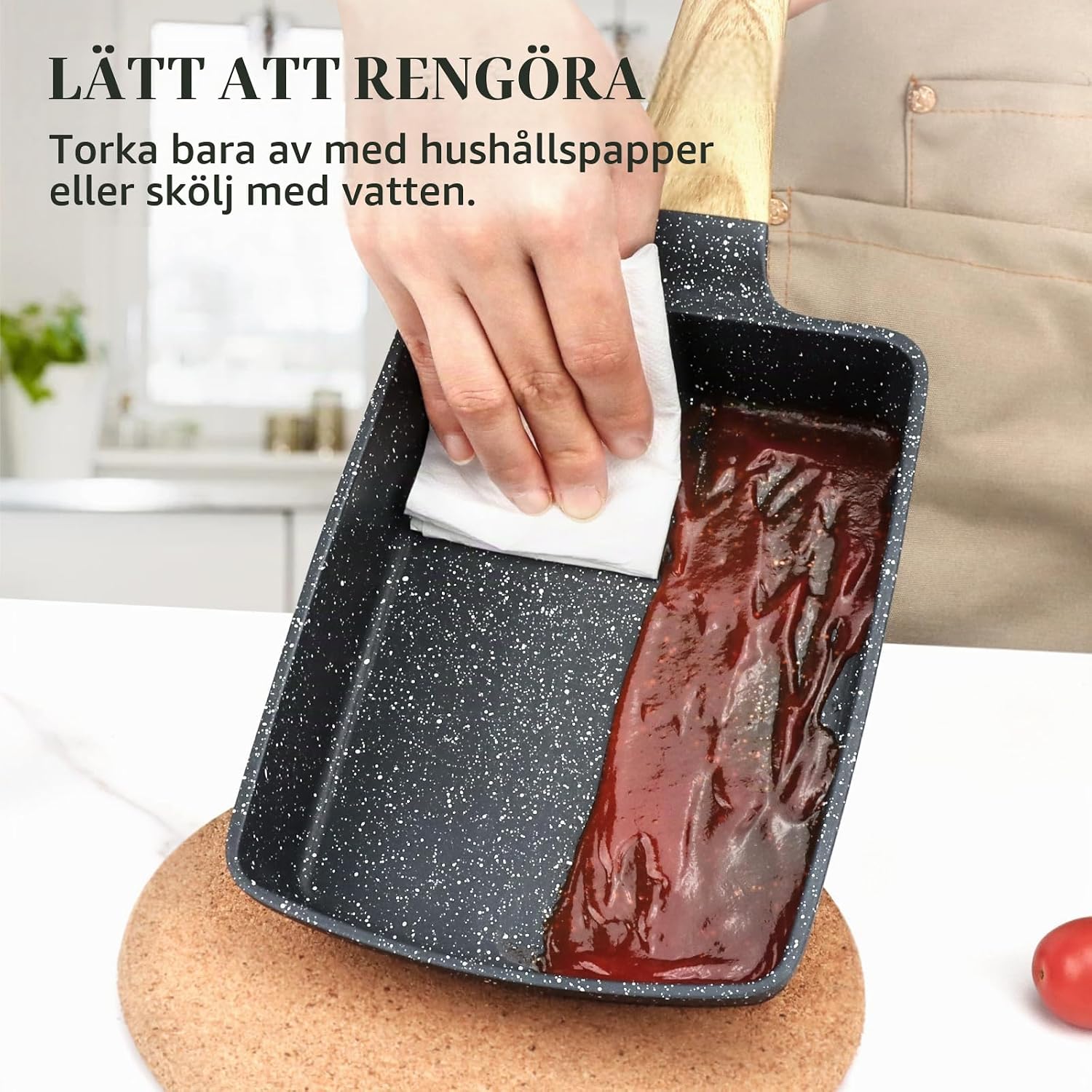 Detalle de GiPP G1-U-Ski-34-BE tamagoyakipanna med granitbeläggning