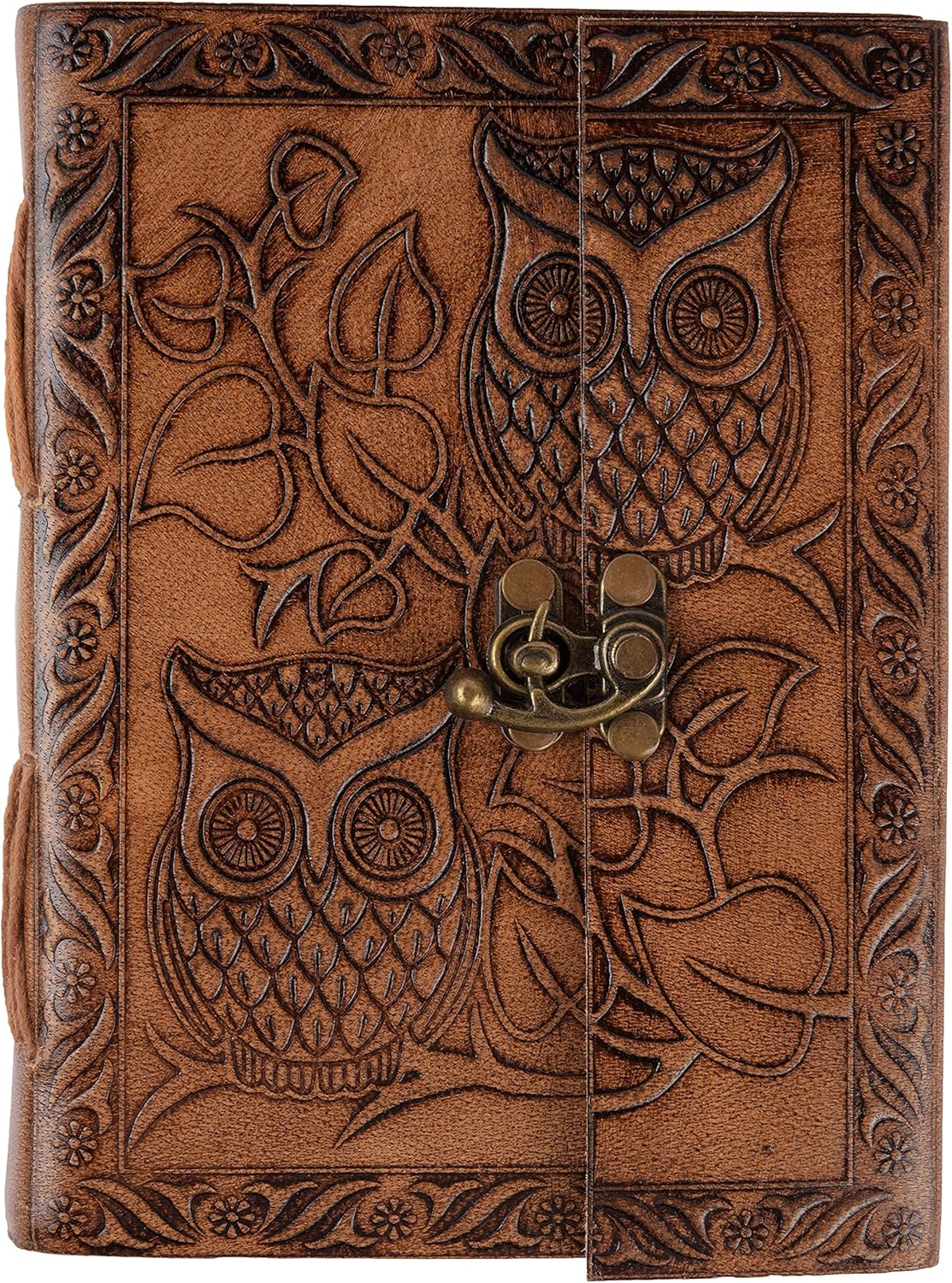 Detalle de Creative Leather Art Owl Leather Journal, 7 x 5 Inches