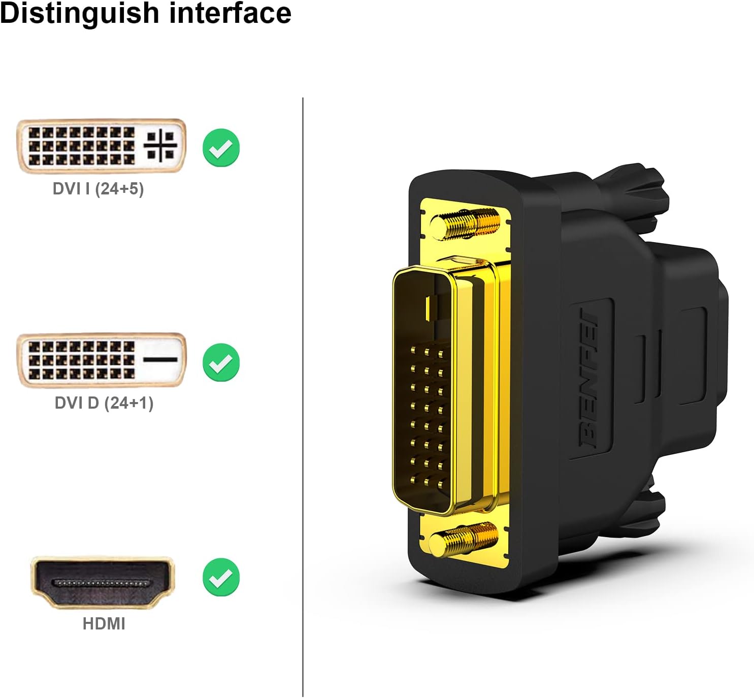 Thumbnail 1 de BENFEI DVI-auf-HDMI Adapter 4er-Pack