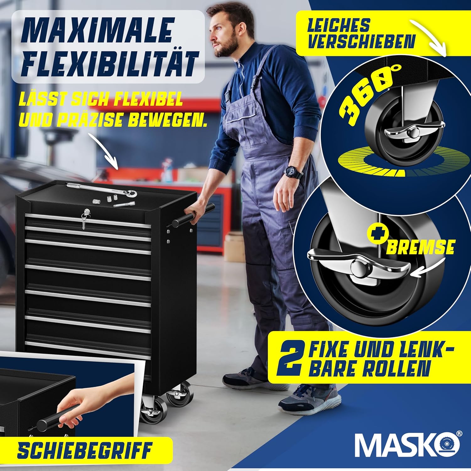 Thumbnail 5 de Masko Werkstattwagen 7 Schubladen 🛠️