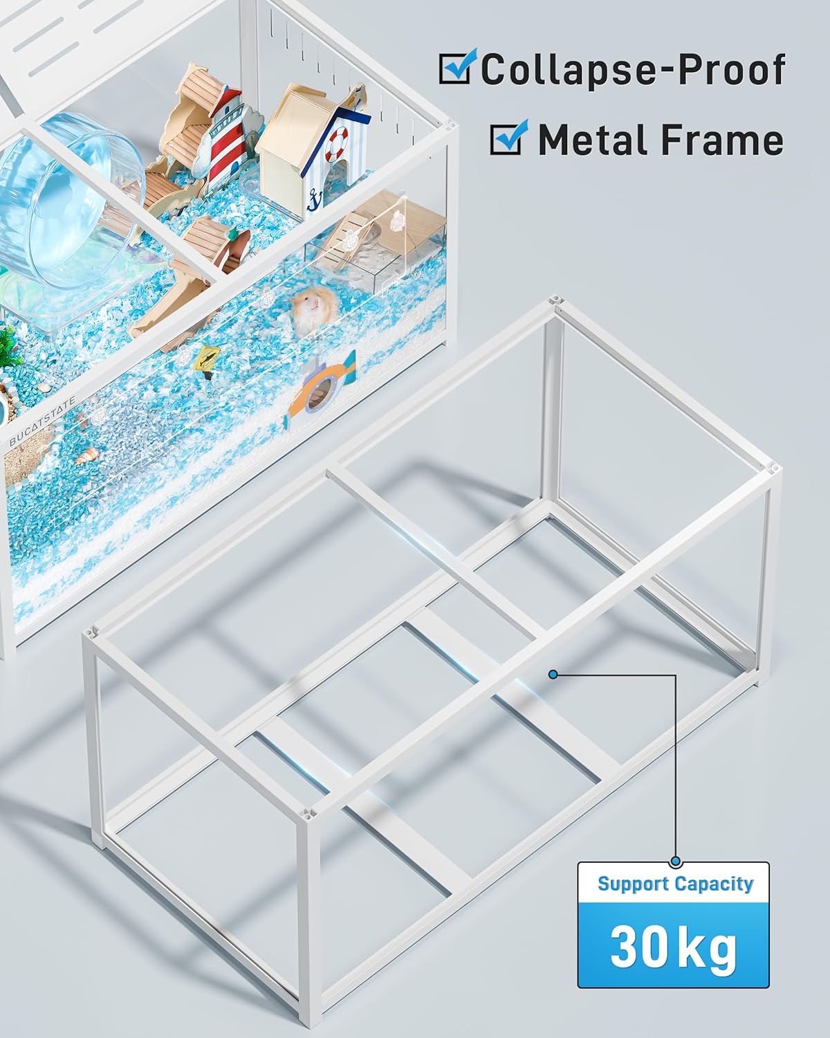 Thumbnail 5 de BUCATSTATE Hamster Cage 3.0 metal large cage with top access (120L x 60W x 62H cm) for Syrian, dwarf hamsters & more