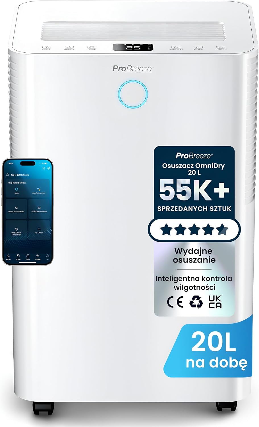 Detalle de Pro Breeze PB-D-24-WF – osuszacz kompresorowy 20 l/dobę, zbiornik 4 l