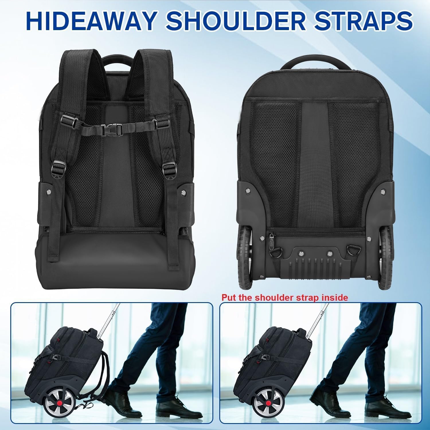 Thumbnail 4 de MATEIN trolley-rugzak voor laptop tot 17,3 inch, met grote wielen en slot