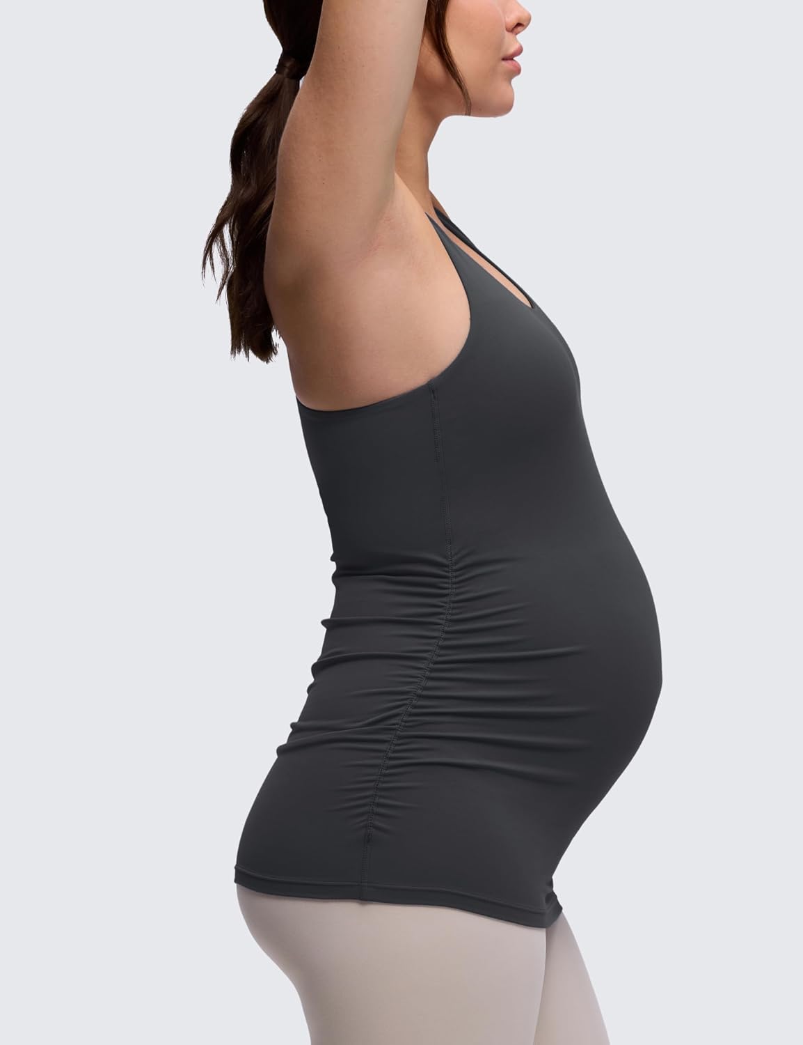 Detalle 2 de CRZ YOGA Butterluxe Donna Racerback Maternity – Cima imbottita con spalle scoperte e lati arricciati