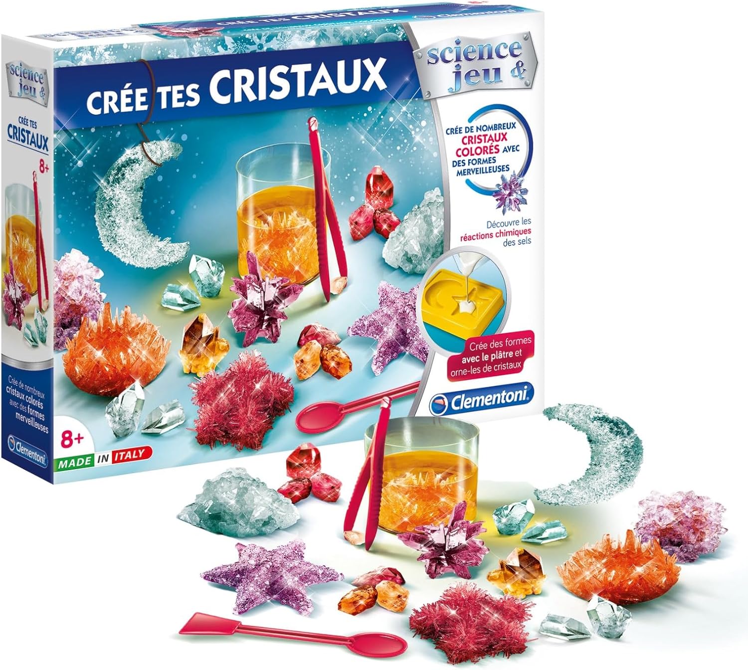 Clementoni Science & Jeu – Crée Tes Cristaux Enfant 8+ : kit DIY Chimie et Géologie