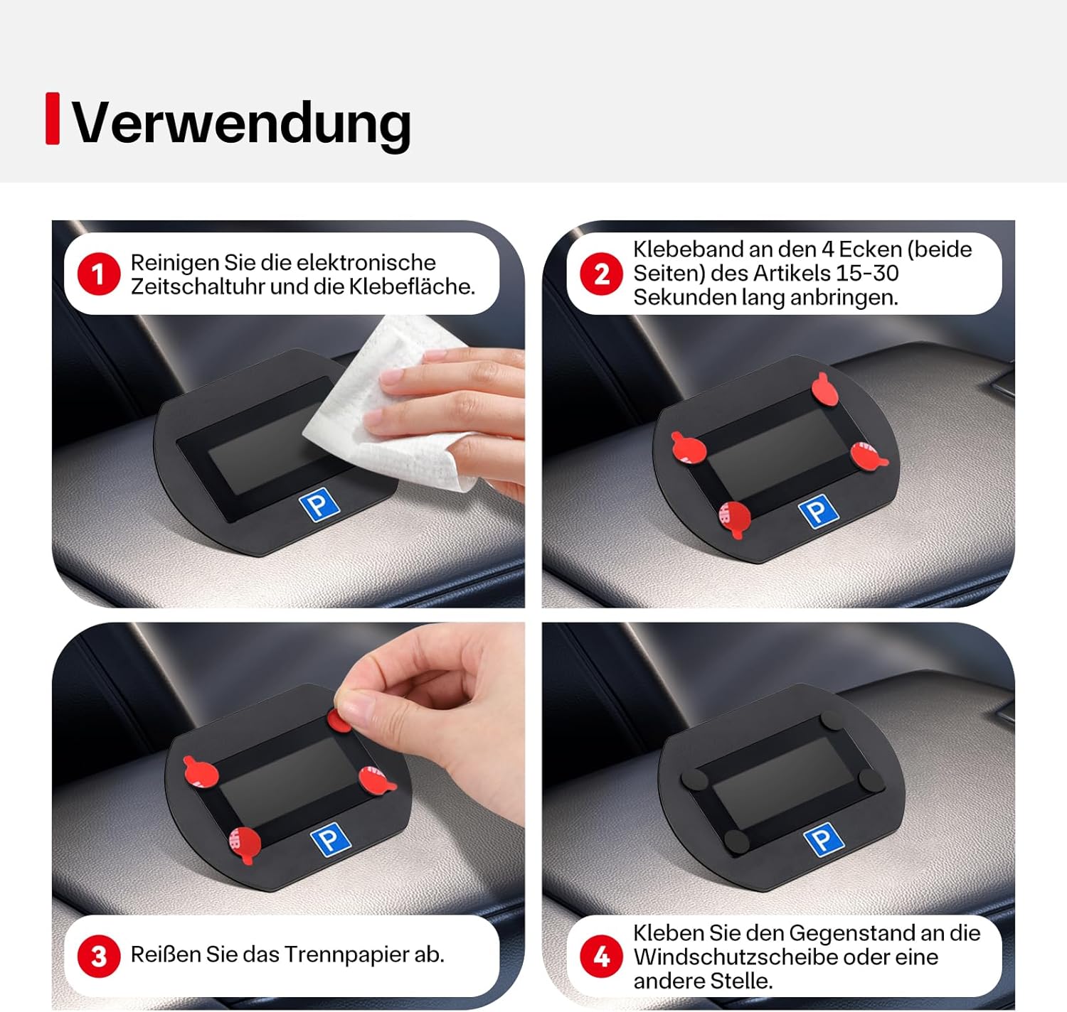Thumbnail 6 de FIXCHORD Ersatz-Klebepads Set für elektronische Parkscheiben (12 Stück) – doppelseitig