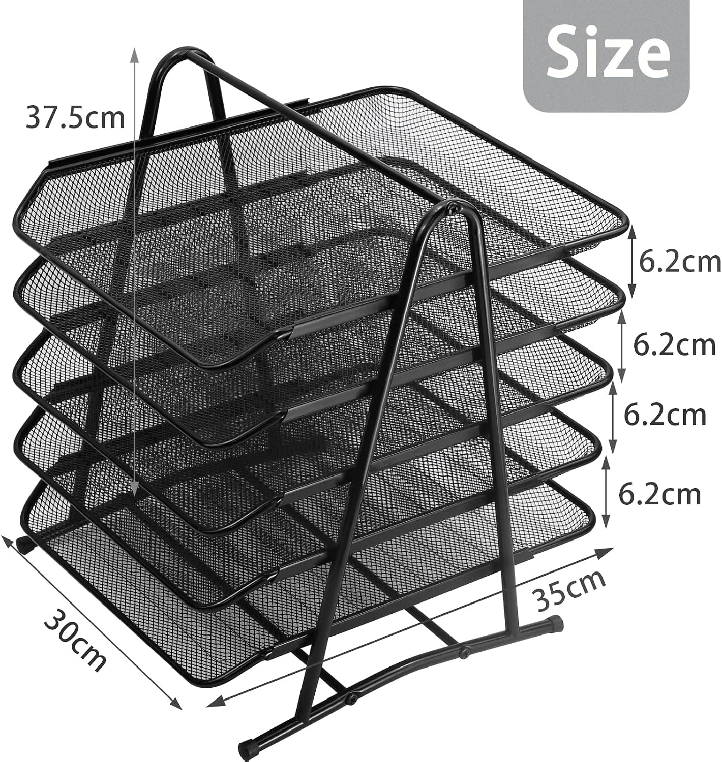 Detalle 2 de HIHOBDAY 5-Tier Sliding Paper Organiser (Mesh Letter Tray) for A4 Desk Storage