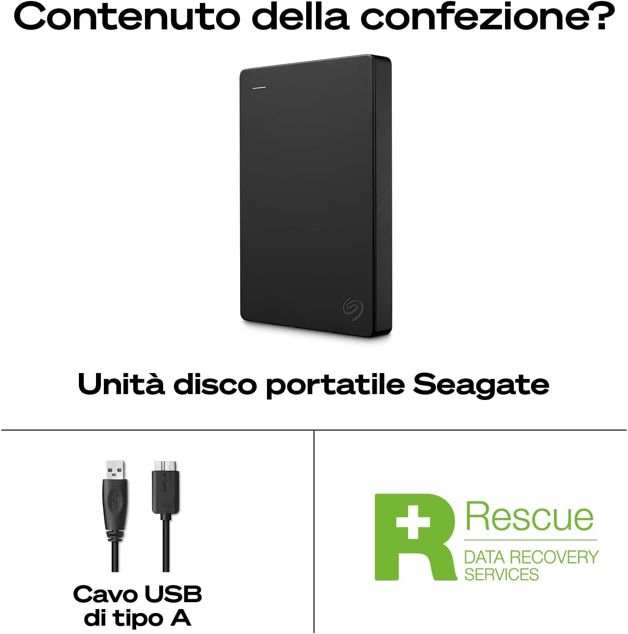 Thumbnail 2 de Seagate Portable Drive 5TB (STGX5000400) hard disk esterno portatile 2,5" USB 3.0 nero con Data Rescue Service