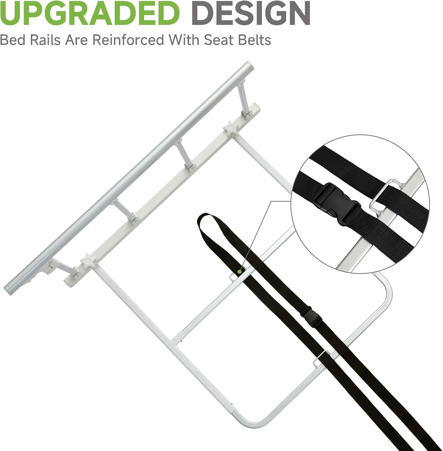 Detalle de Real Relax A/N-K90002C1-Legna Folding Bed Rail, 37.8" x 16.3", White