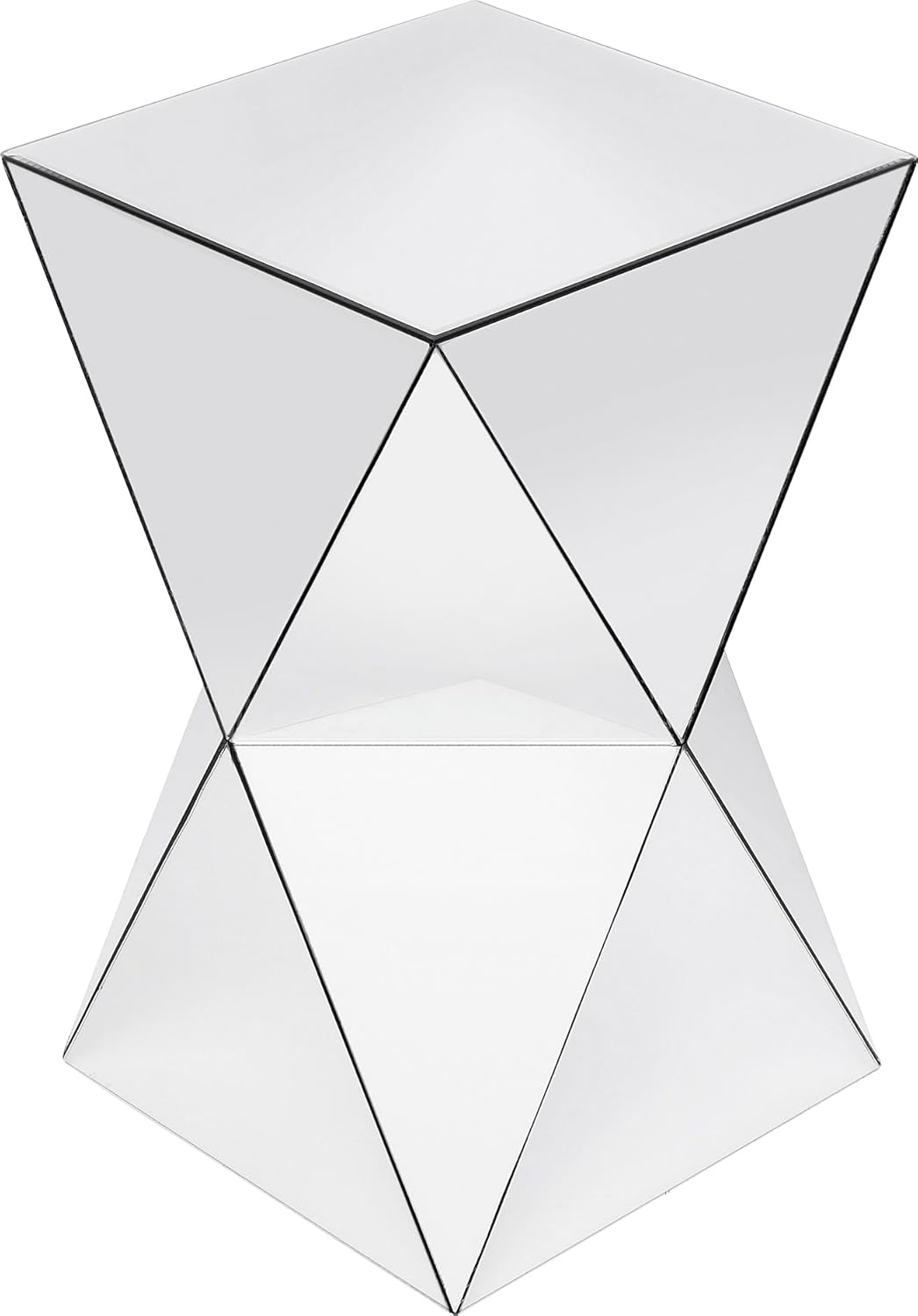 Detalle de Tavolino Luxury Triangle Kare Design – Argento, Specchio, 53,5×32×32 cm