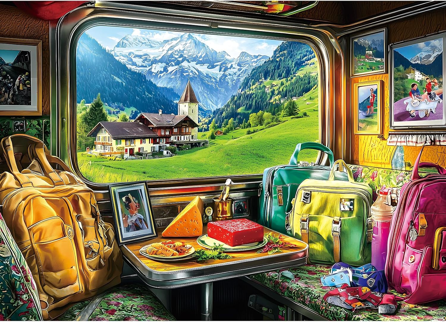 Detalle de PuzzOne Swiss Mountain Train 1000-Piece Jigsaw Puzzle, 27.5" x 19.7