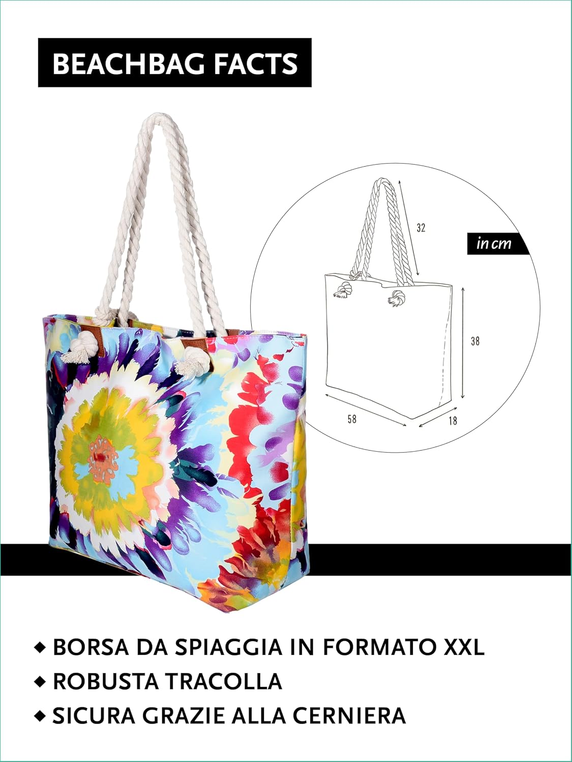 Thumbnail 1 de DonDon Grande shopper da spiaggia con zip