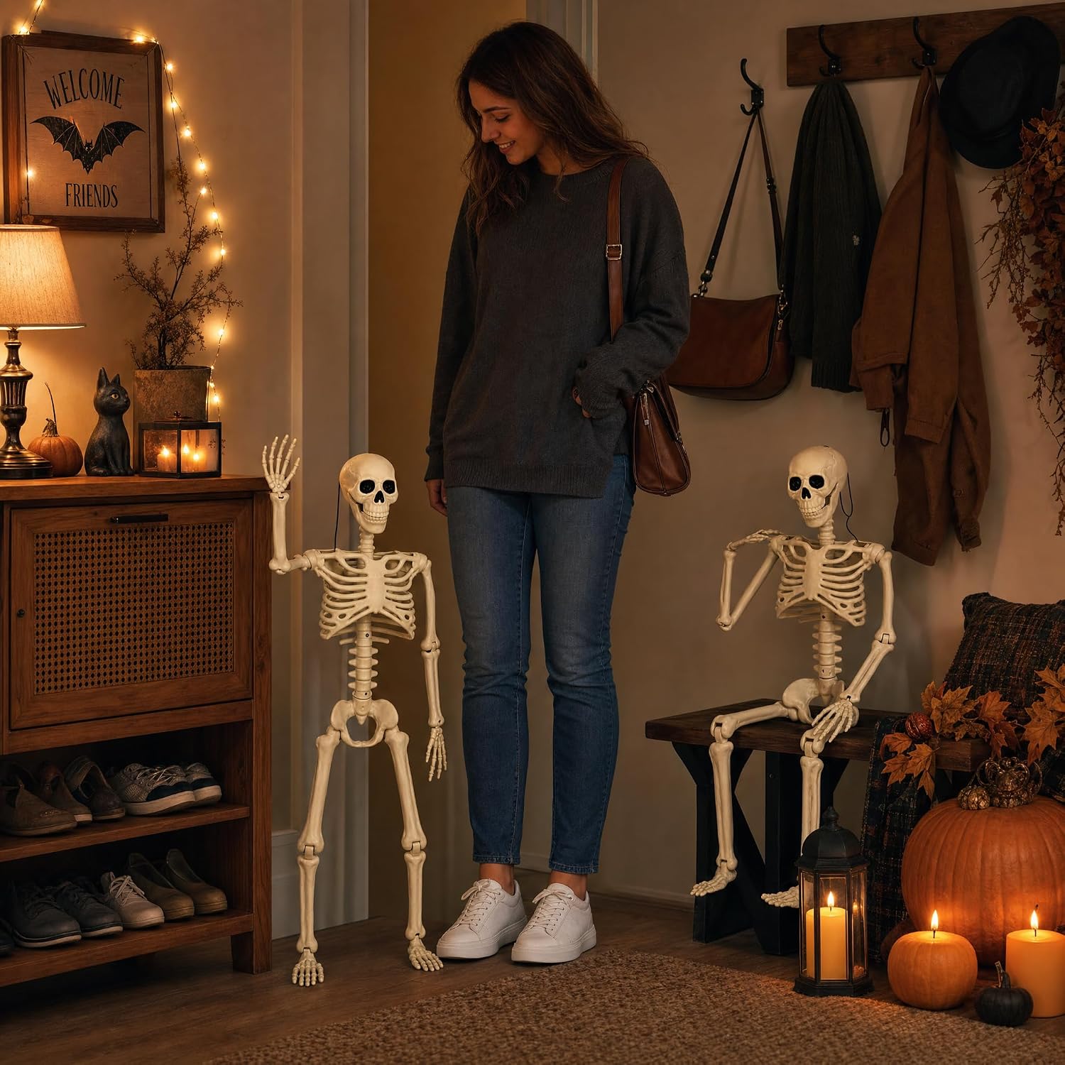 Detalle de HBSTK Pose-N-Stay 36-Inch Halloween Skeletons, 2-Pack with Posable Joints