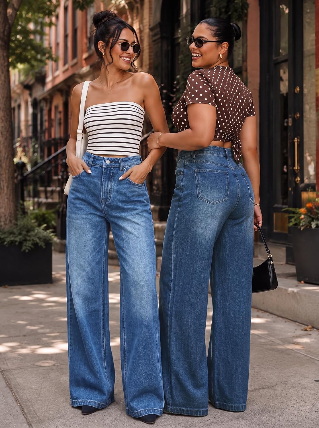 Thumbnail 2 de EMMIOL Women Baggy Jeans Mid-Low Waist Boyfriend Streetwear Vintage Jeans Wide Leg Denim Pants