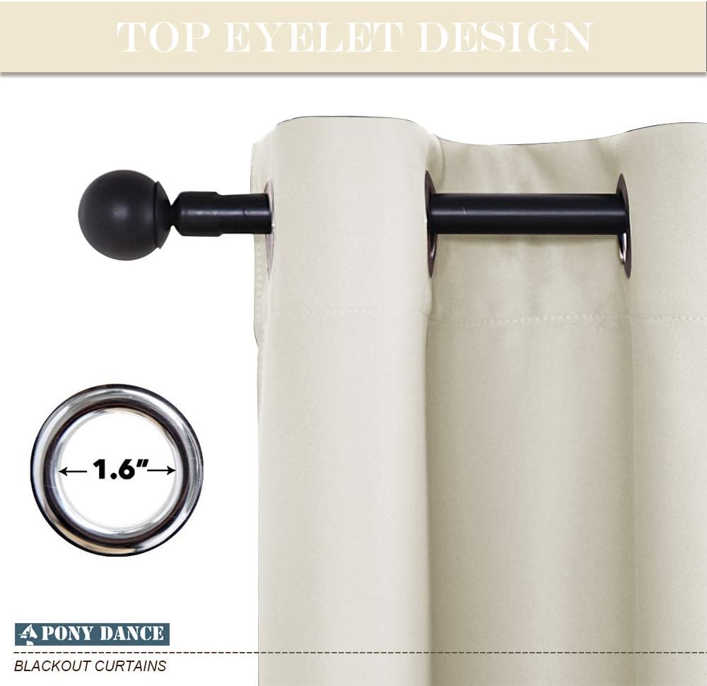 Thumbnail 6 de PONY DANCE 90 Inch Drop Blackout Curtain Eyelet (52-inch wide) – Light Beige, single panel