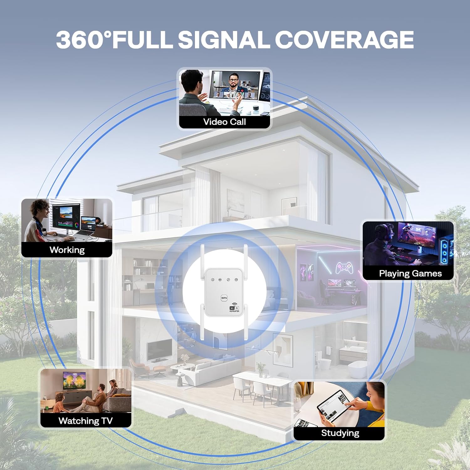 Thumbnail 1 de 1200Mbps Dual-Band WiFi Extender with 4 Antennas — Wide Coverage for a Smarter Home