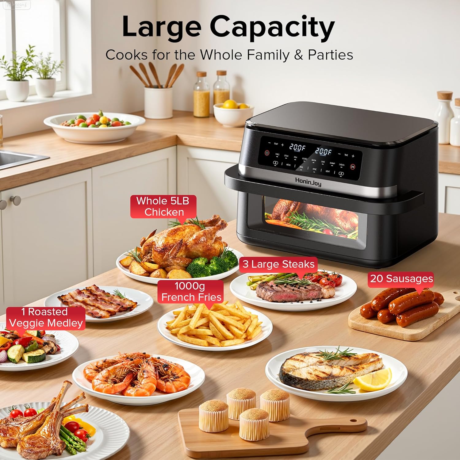 Thumbnail 3 de HoninJoy 12QT Dual Basket Air Fryer