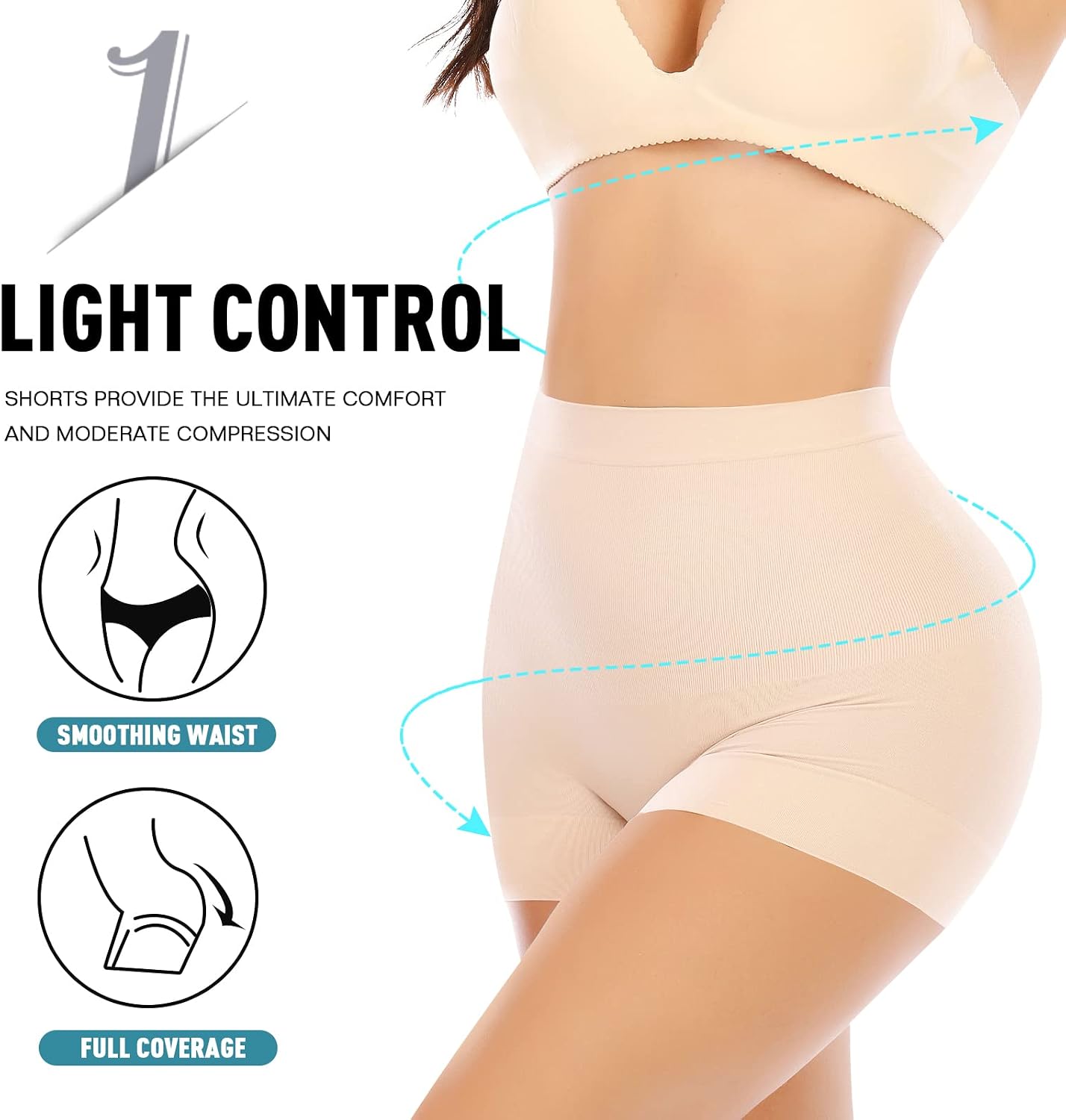 Detalle de Werena Seamless Shaping Boyshorts: Light Tummy Control Under Dress