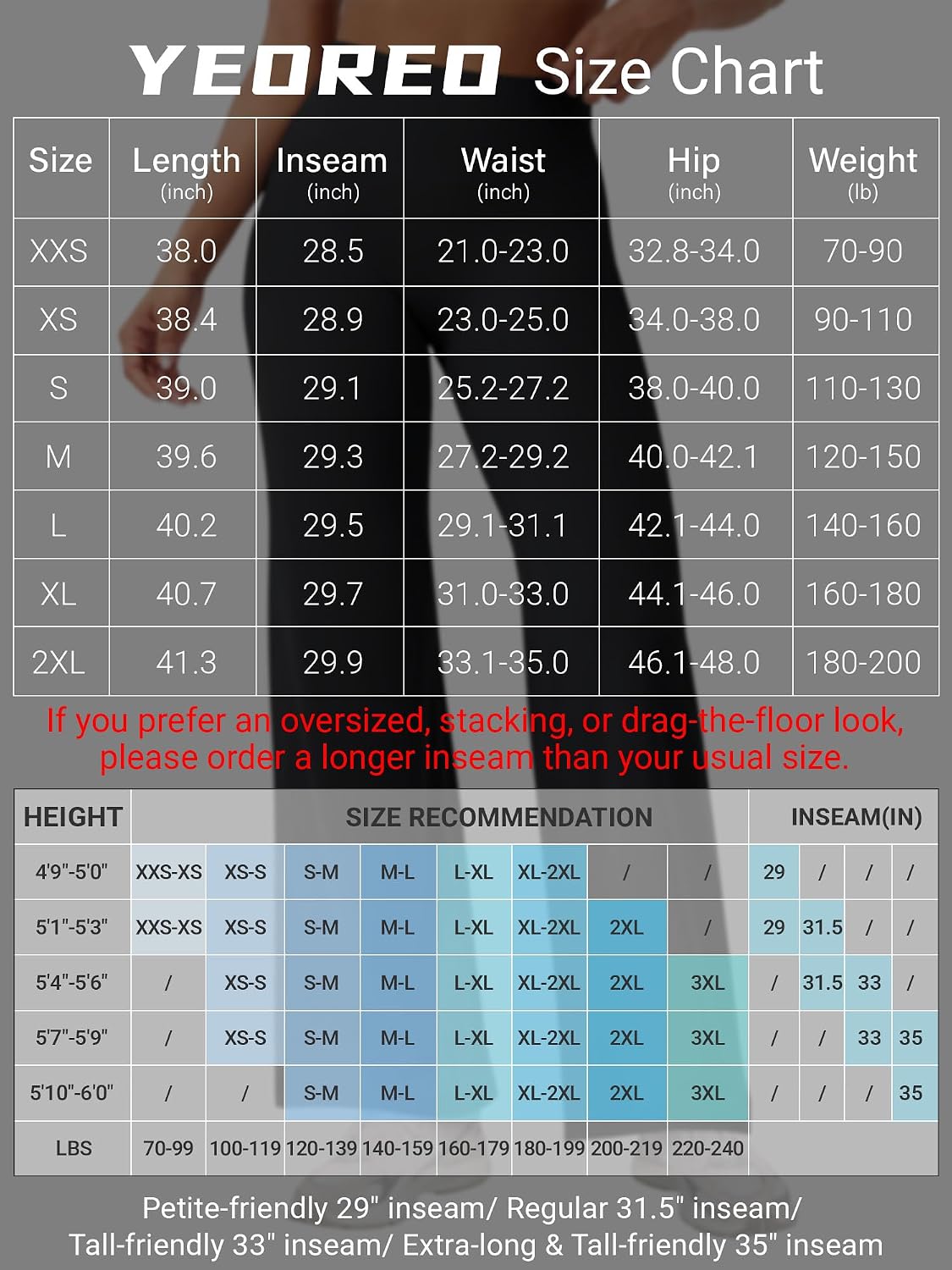 Detalle de YEOREO Women's No-Front-Seam High-Waisted Straight Leg Training Leggings